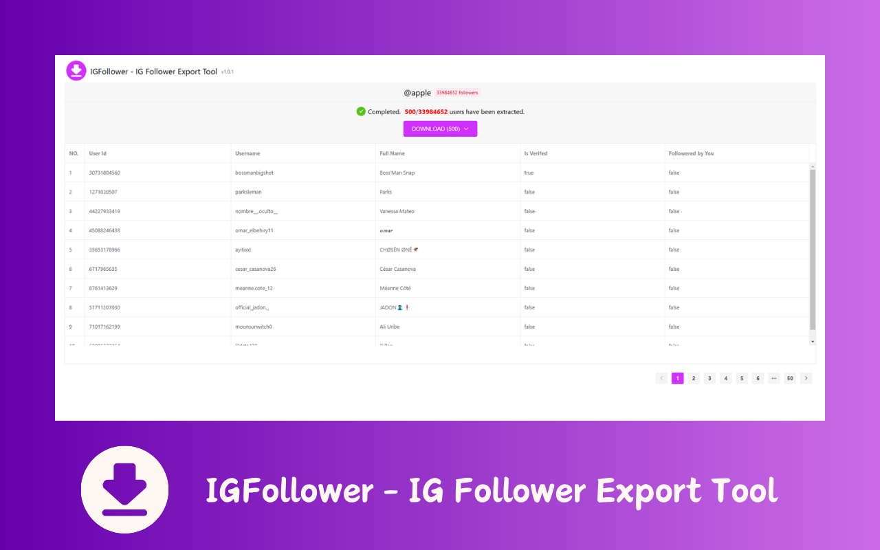 IGFollower - IG Follower Export Tool